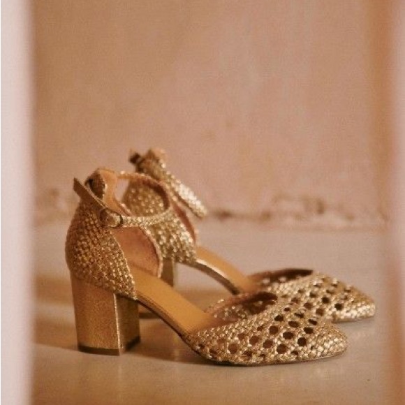 Sezane Shoes - Sezane Emmanuelle Babies Gold Pump Heels Sandals